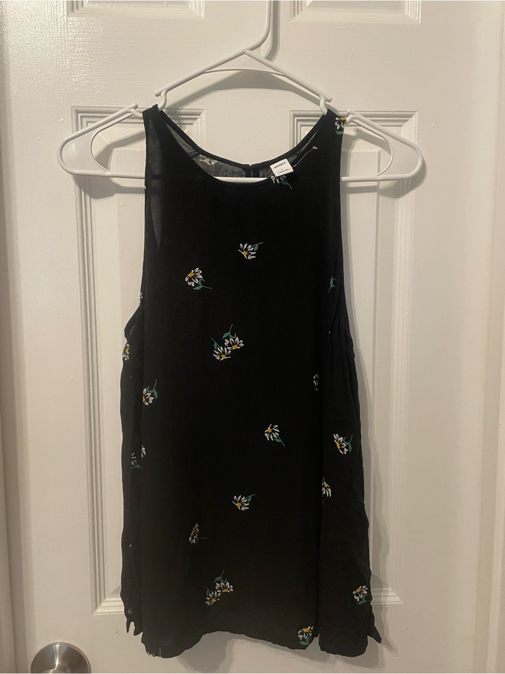 Old Navy Black Floral High-Neck Tank